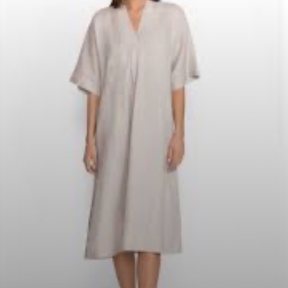 Johnny Was Calme Linen V‑Neck Kaftan Midi Dress NWOT size medium - Picture 1 of 13